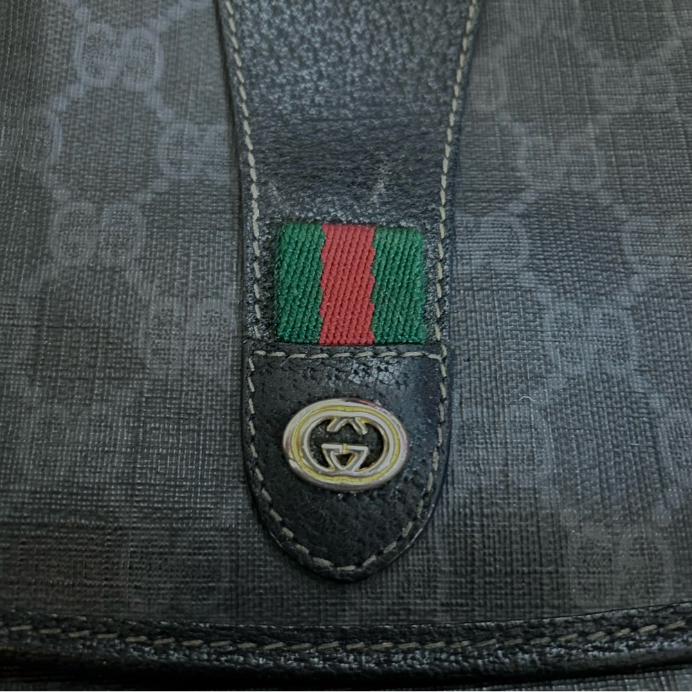Vintage Gucci Sherry Line Black Coated Canvas GG Logo Print Pouch Clutch Bag - Picture 8 of 14